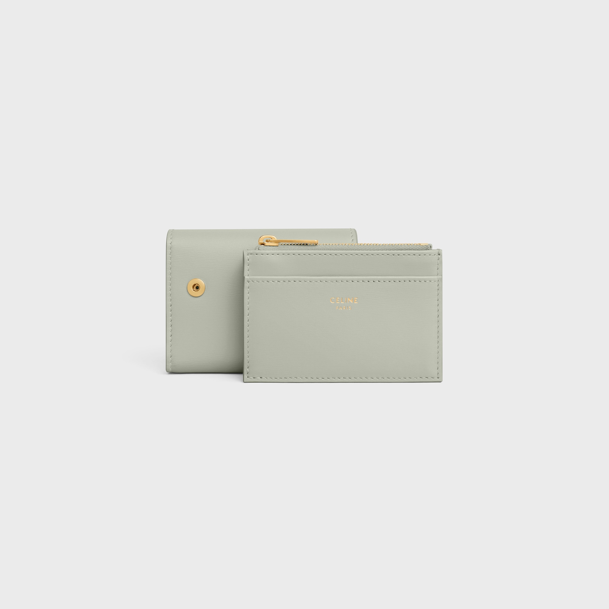 COMPACT WALLET WITH COIN TRIOMPHE IN SHINY CALFSKIN LIGHT CLAY - Image 6